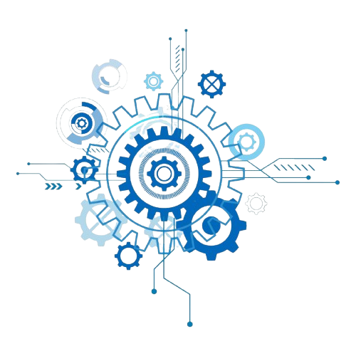 Estudante com um robô em um evento de robótica